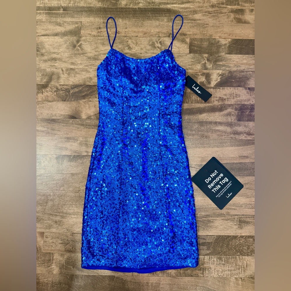 Blue Sequin Bodycon Mini Dress, Size XXS 💙 - Picture 3 of 8